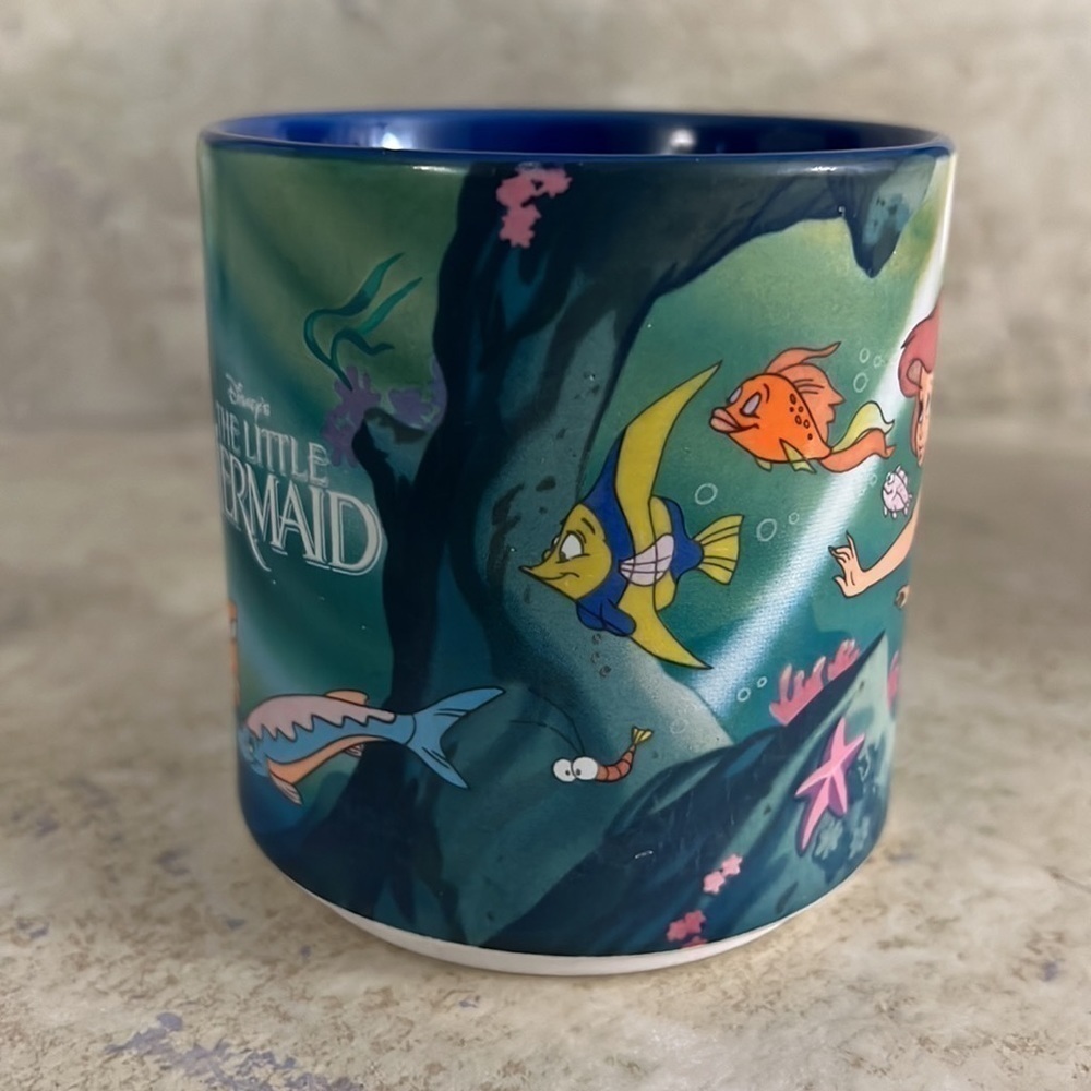 Disney Coffee Mug Little Mermaid Japan Flounder Ariel 90s - Picture 3 of 5